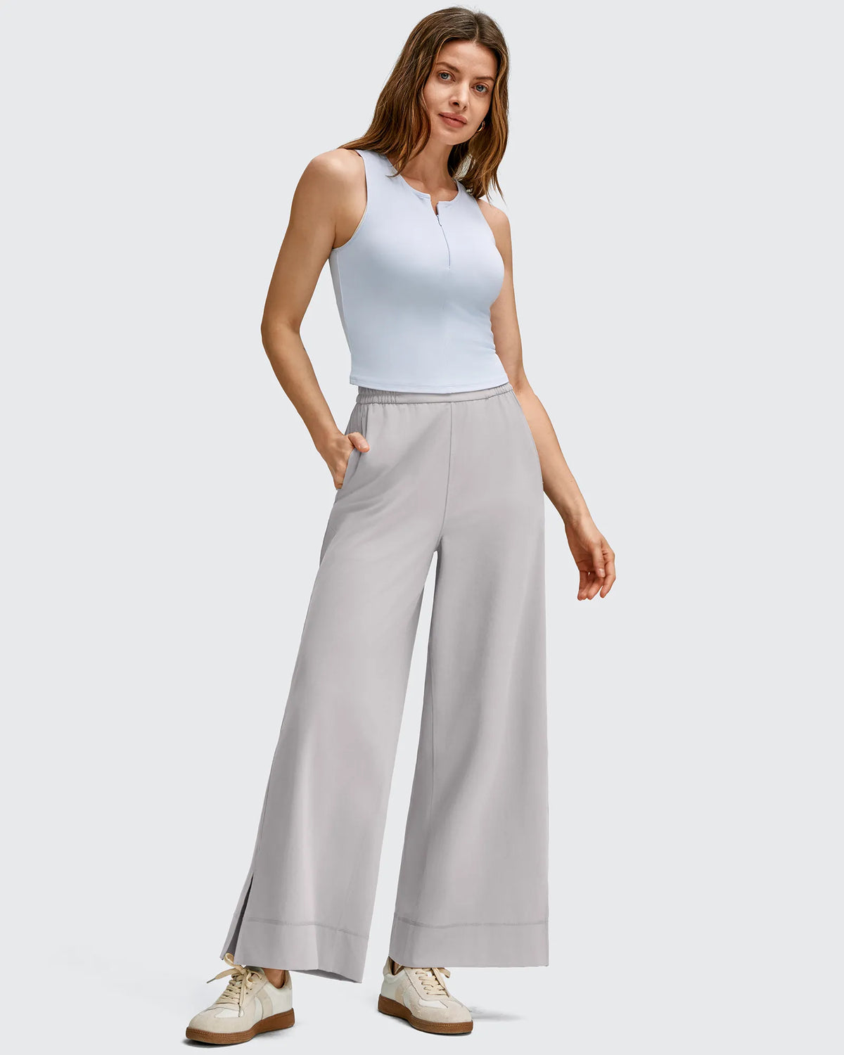 Strowen Lightweight Ankle Splits Wide Leg Ankle Pants