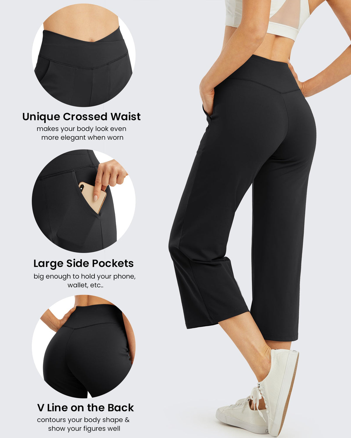 Wide Leg High-Waisted Capri Work Pants 20''