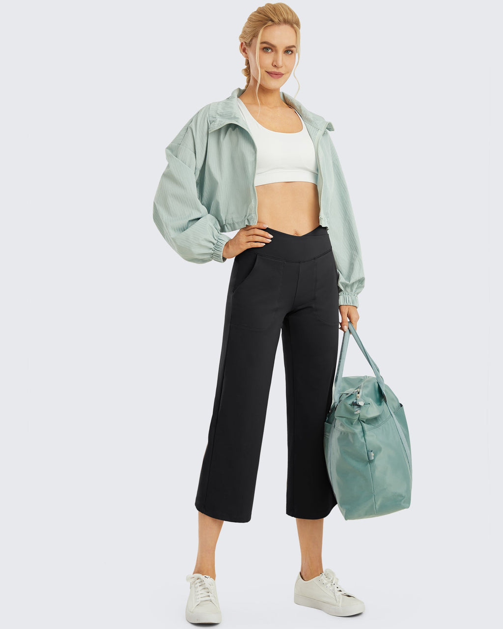 Wide Leg High-Waisted Capri Work Pants 20''