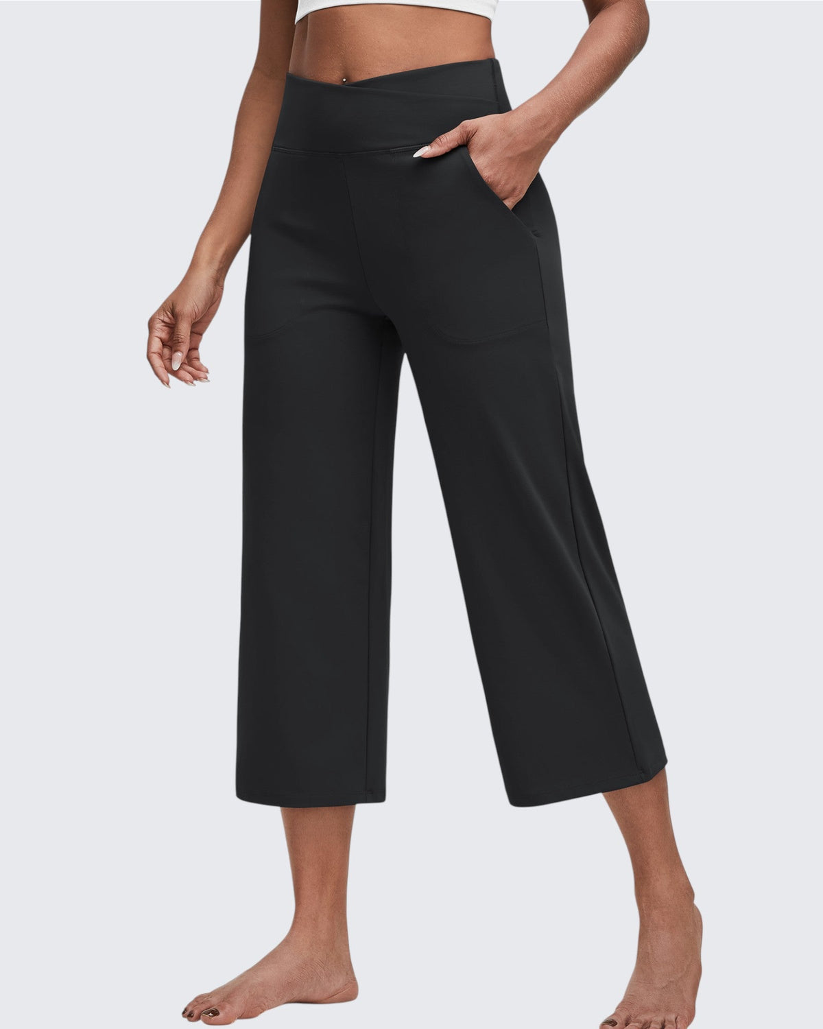 Wide Leg High-Waisted Capri Work Pants 20''