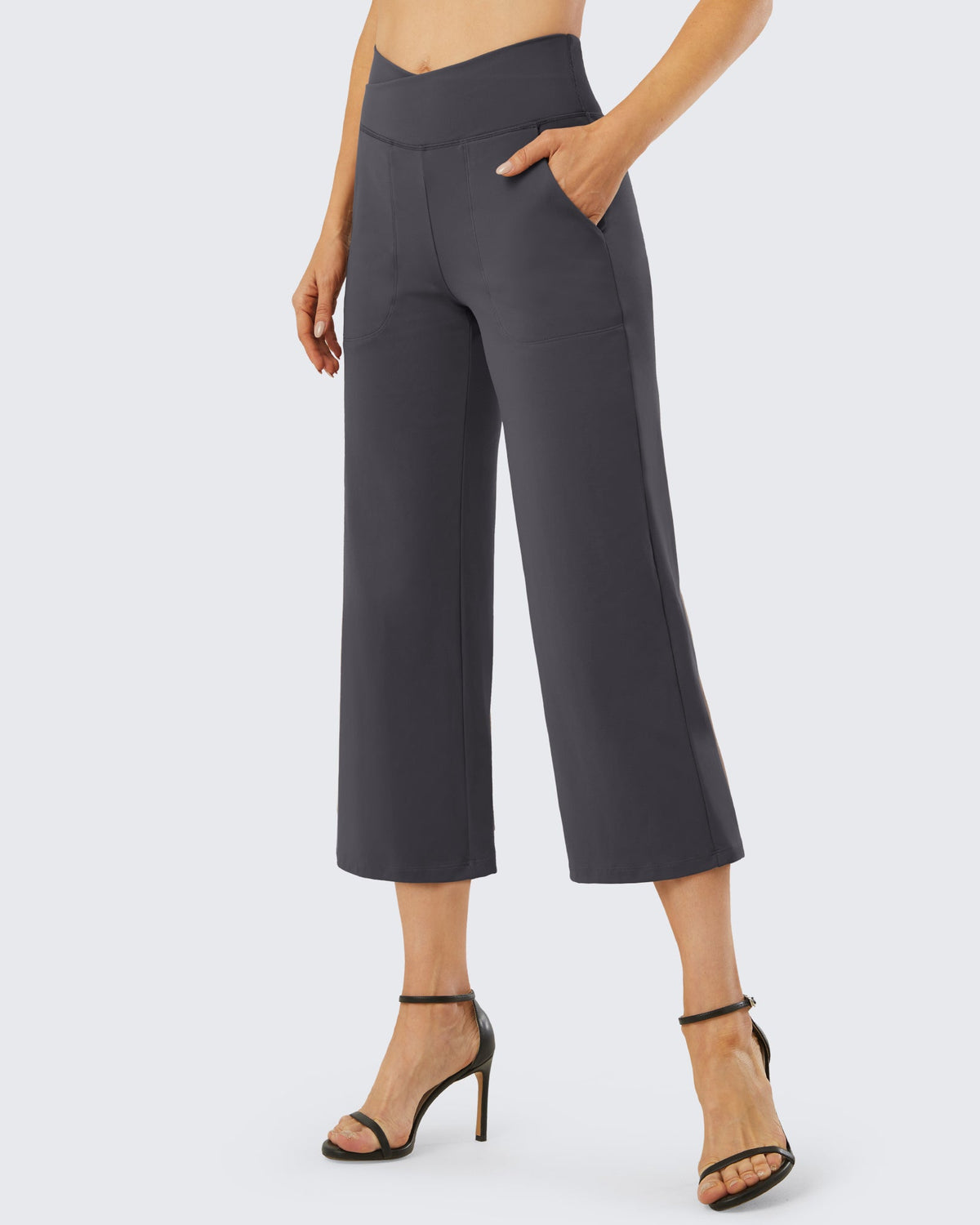 Wide Leg High-Waisted Capri Work Pants 25