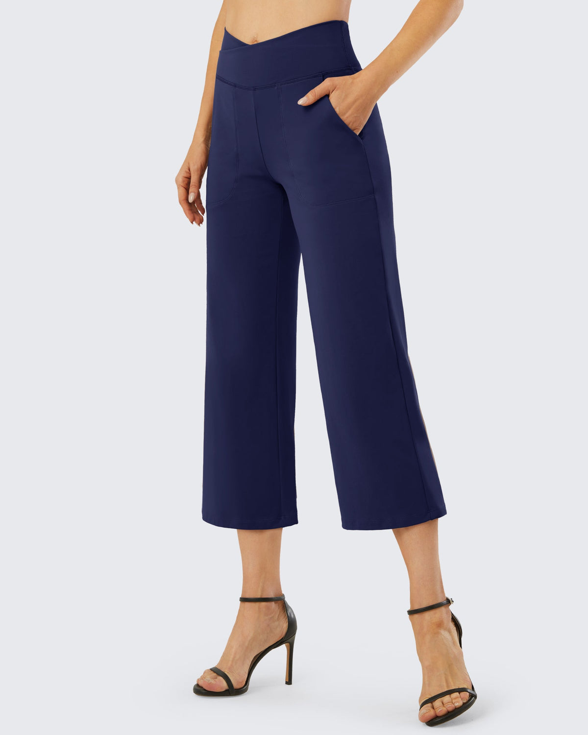 Wide Leg High-Waisted Capri Work Pants 25