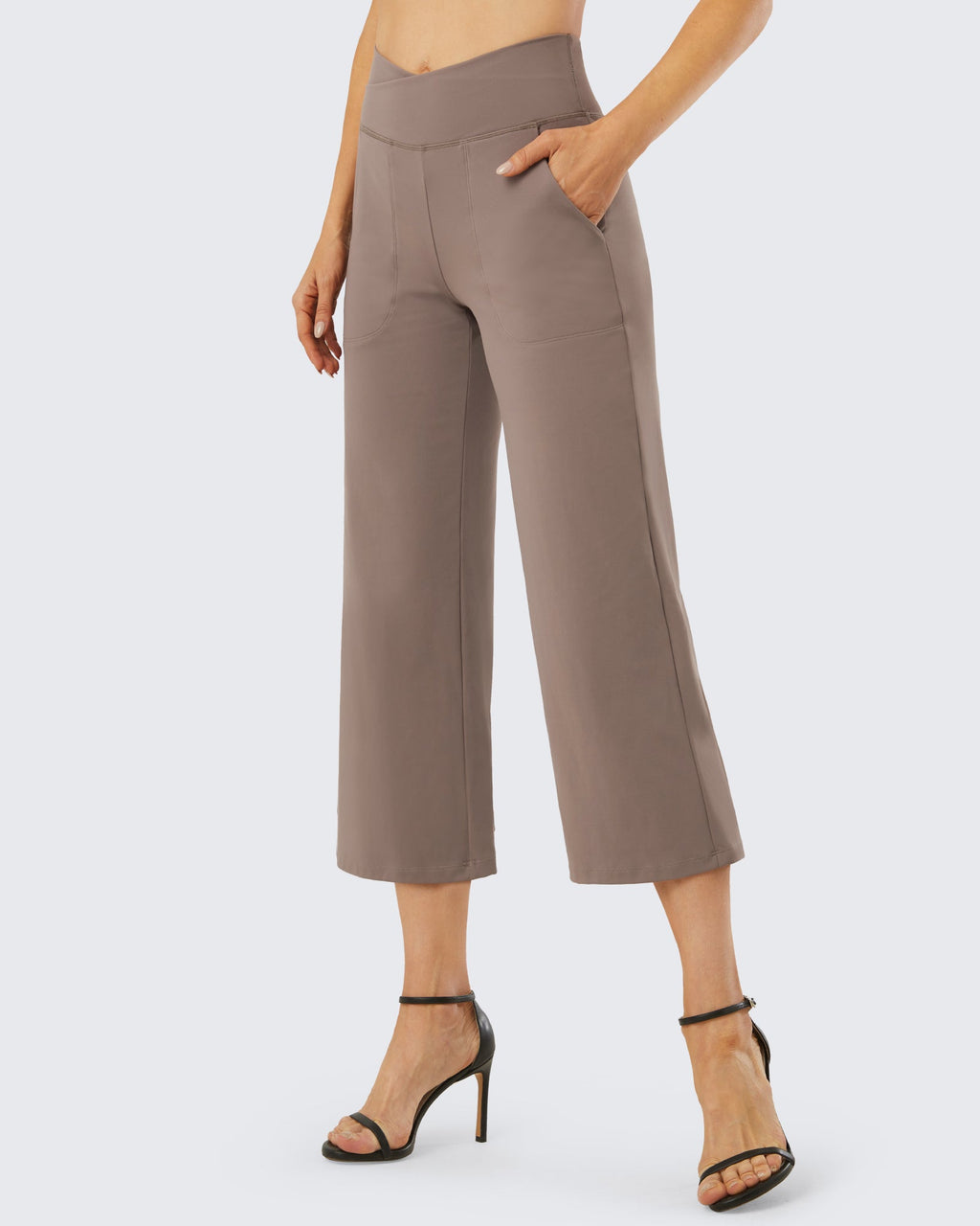 Wide Leg High-Waisted Capri Work Pants 25
