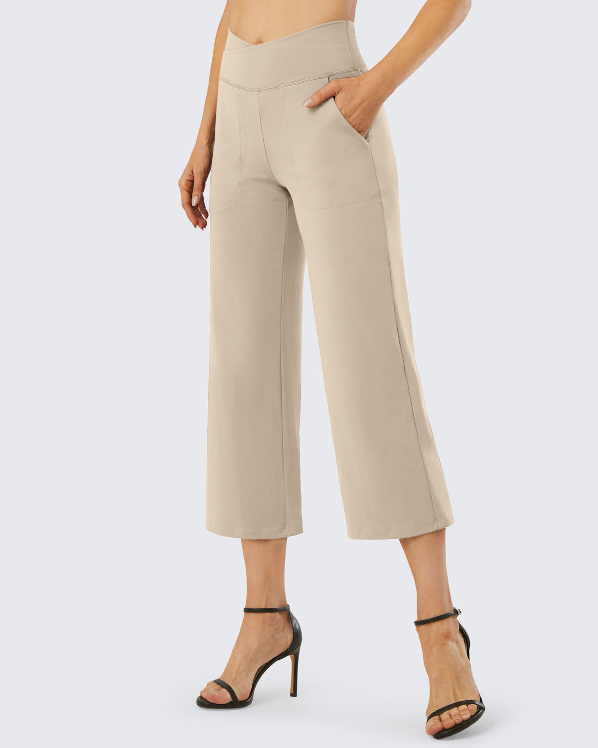 Wide Leg High-Waisted Capri Work Pants 25