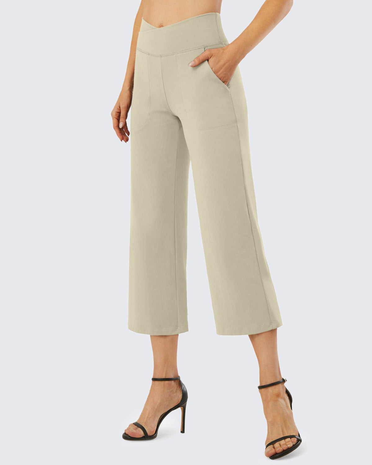 Wide Leg High-Waisted Capri Work Pants 23
