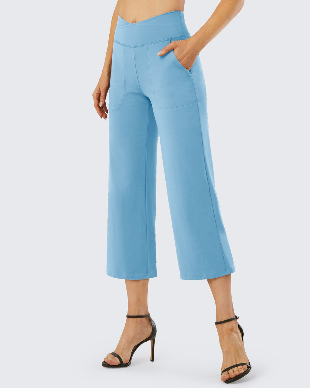 Wide Leg High-Waisted Capri Work Pants 23