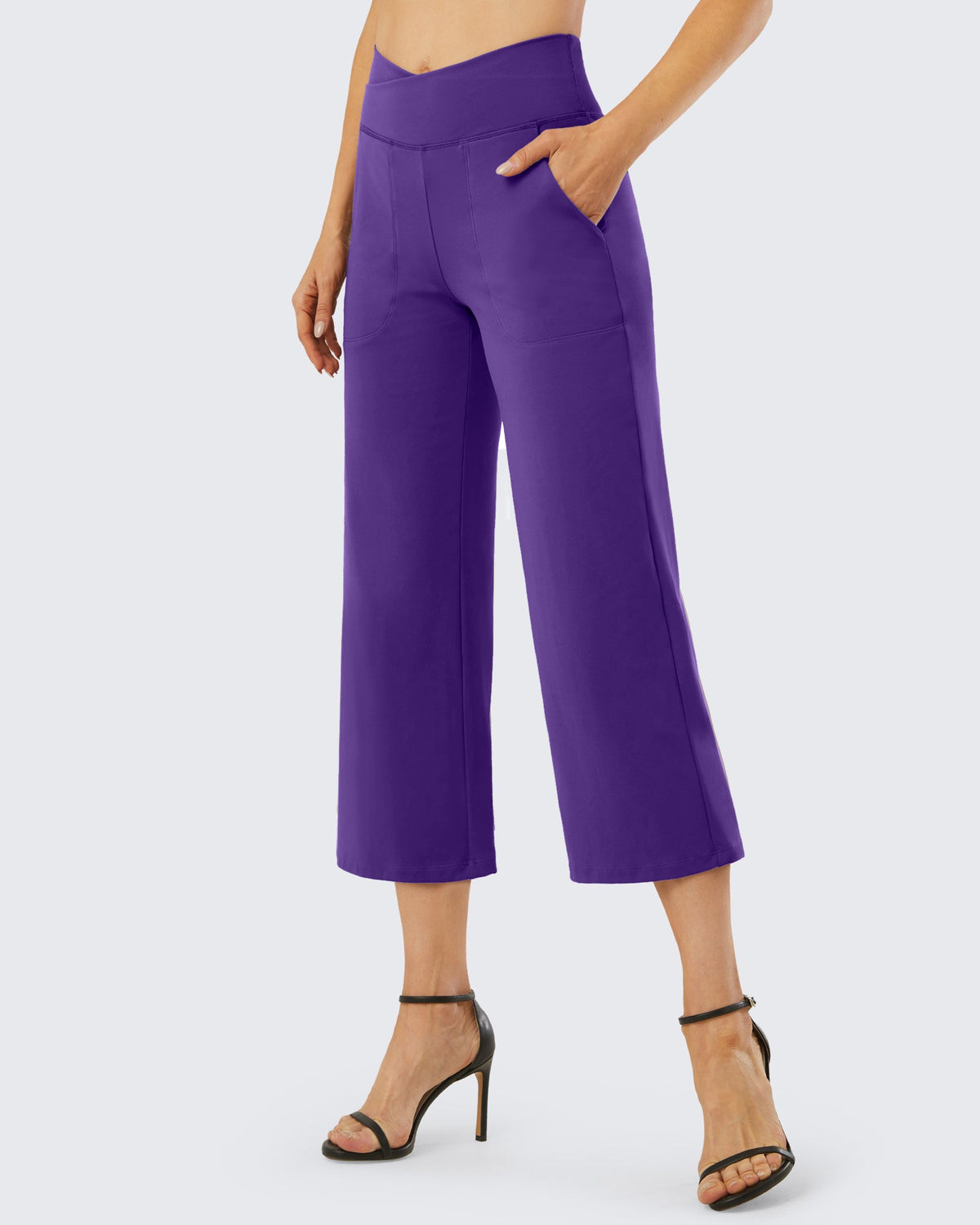 Wide Leg High-Waisted Capri Work Pants 23