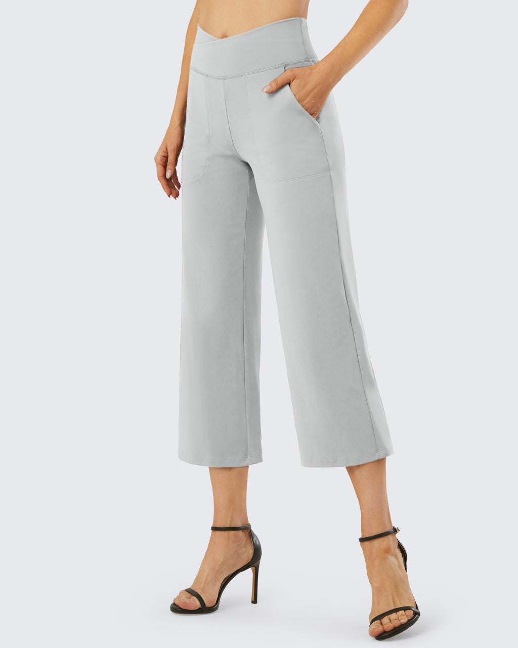 Wide Leg High-Waisted Capri Work Pants 23