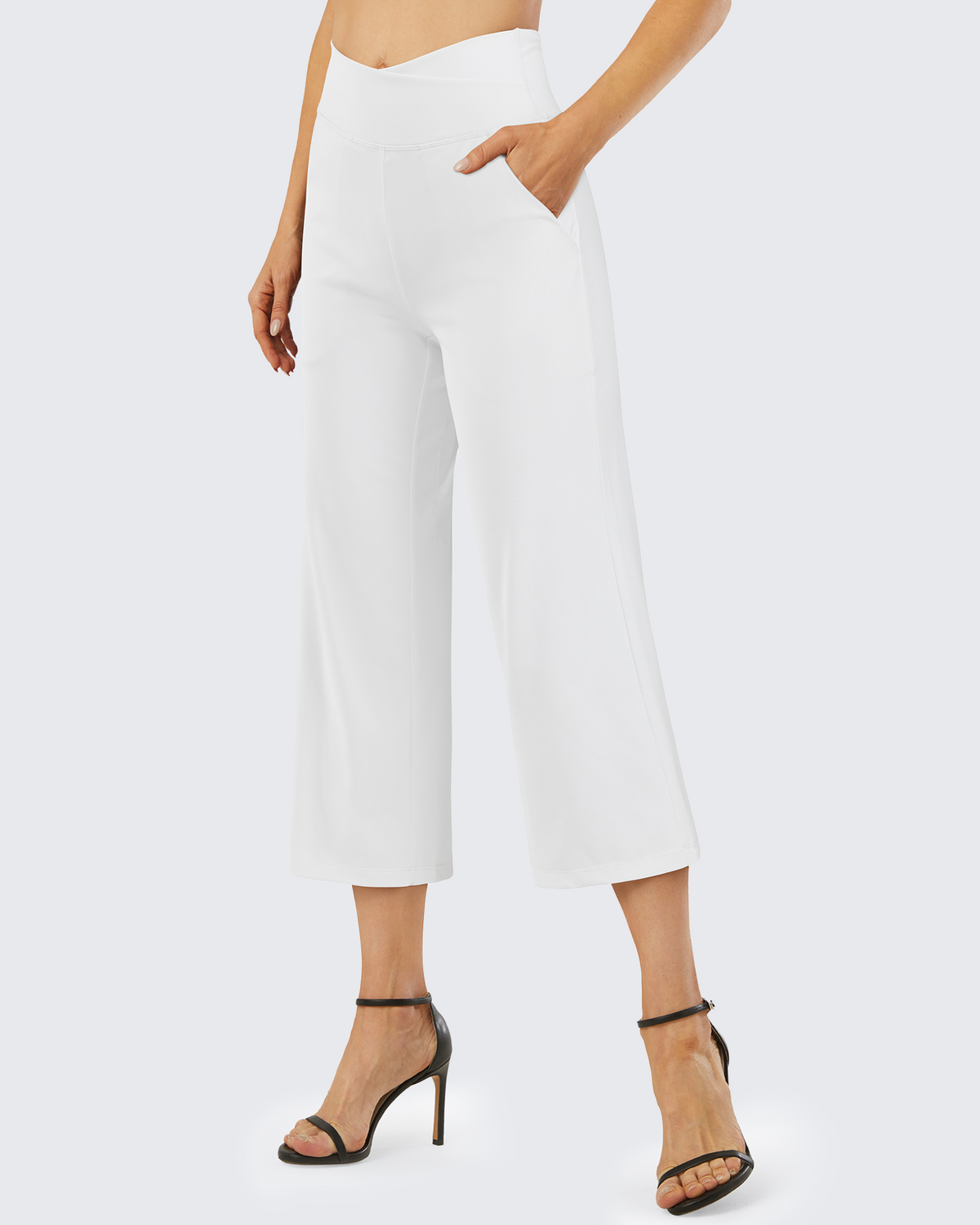 Wide Leg High-Waisted Capri Work Pants 23