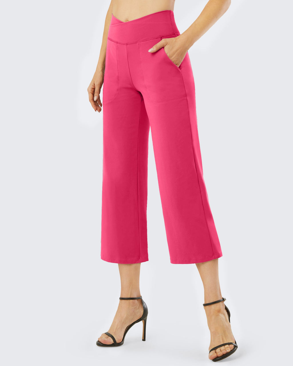 Wide Leg High-Waisted Capri Work Pants 23