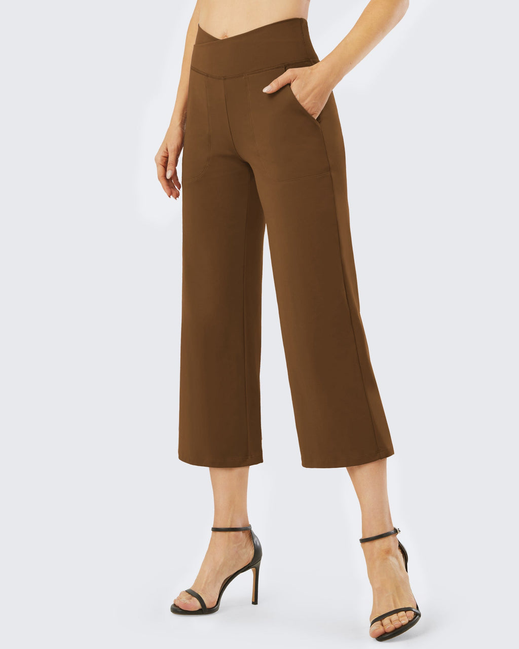Wide Leg High-Waisted Capri Work Pants 23