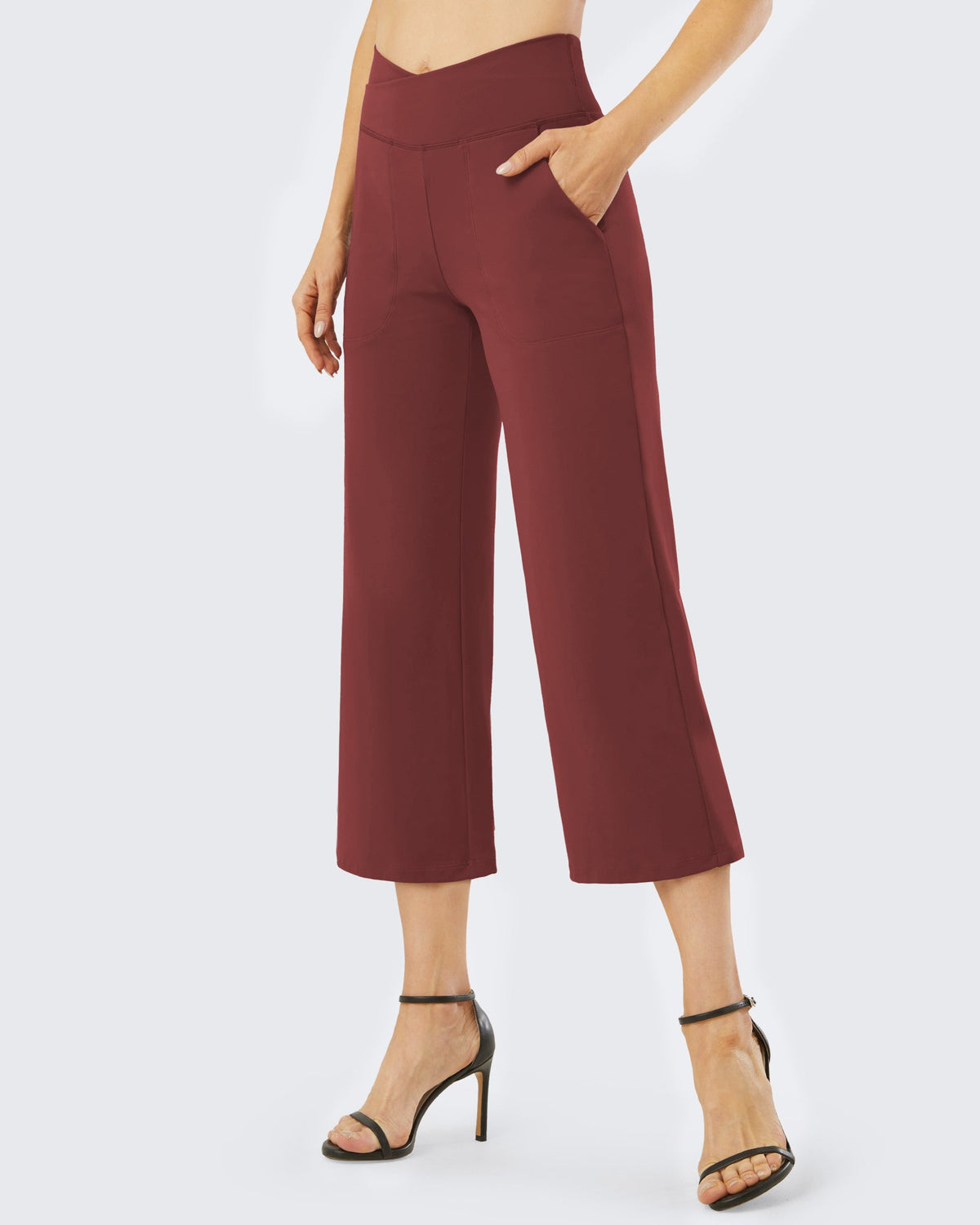 Wide Leg High-Waisted Capri Work Pants 23