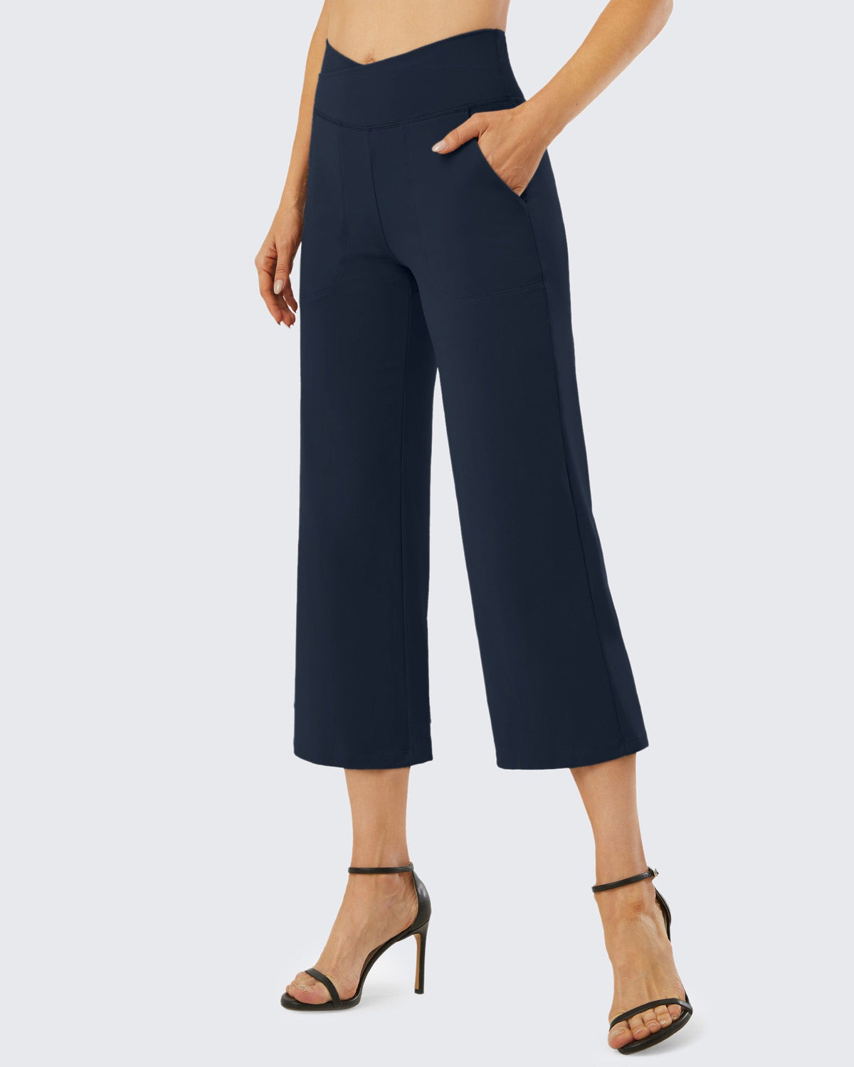 Wide Leg High-Waisted Capri Work Pants 23