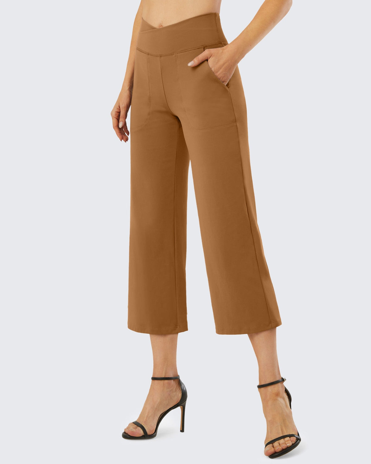 Wide Leg High-Waisted Capri Work Pants 23
