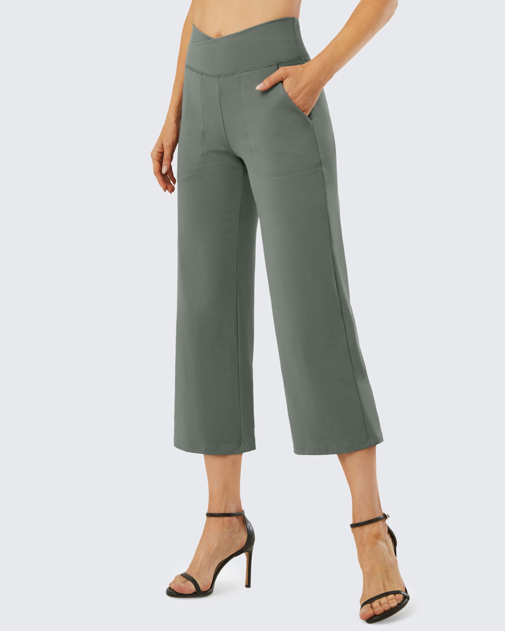 Wide Leg High-Waisted Capri Work Pants 23