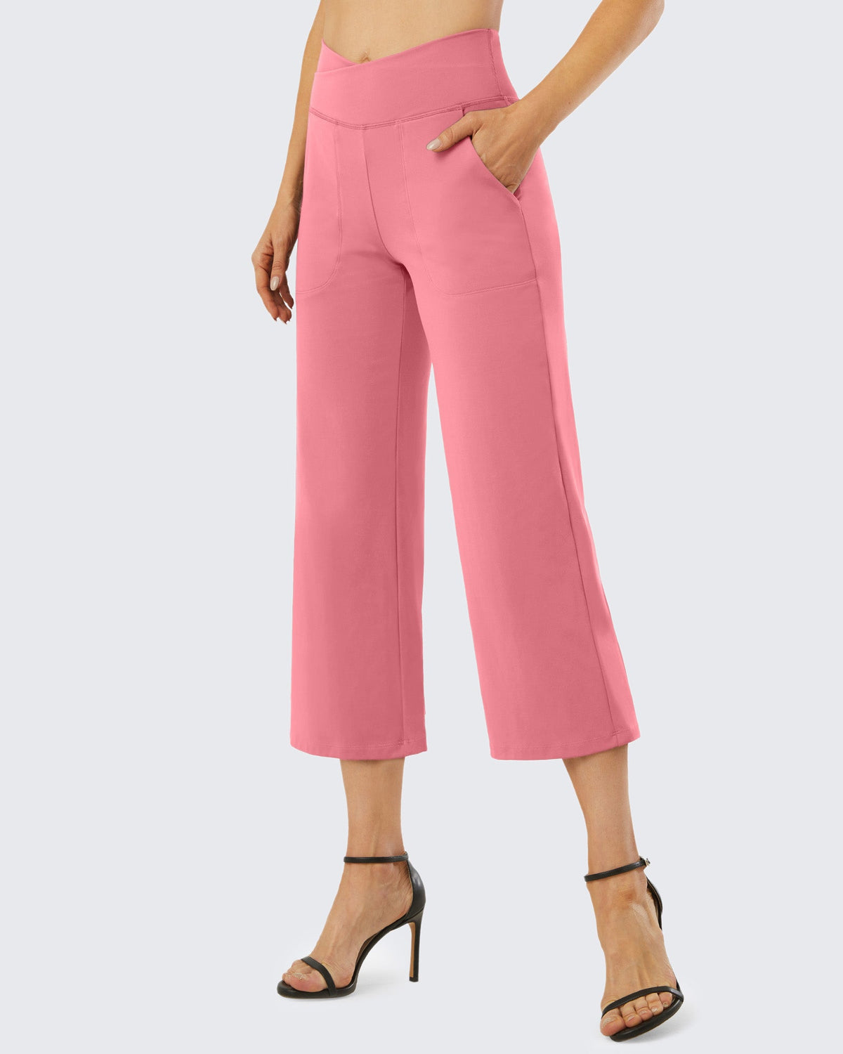 Wide Leg High-Waisted Capri Work Pants 23