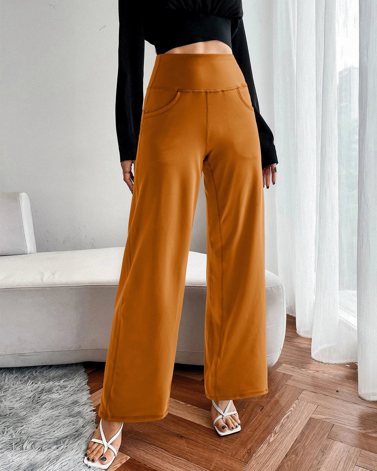 Wide Leg Pants Woman Yoga Pants with Pockets Petite