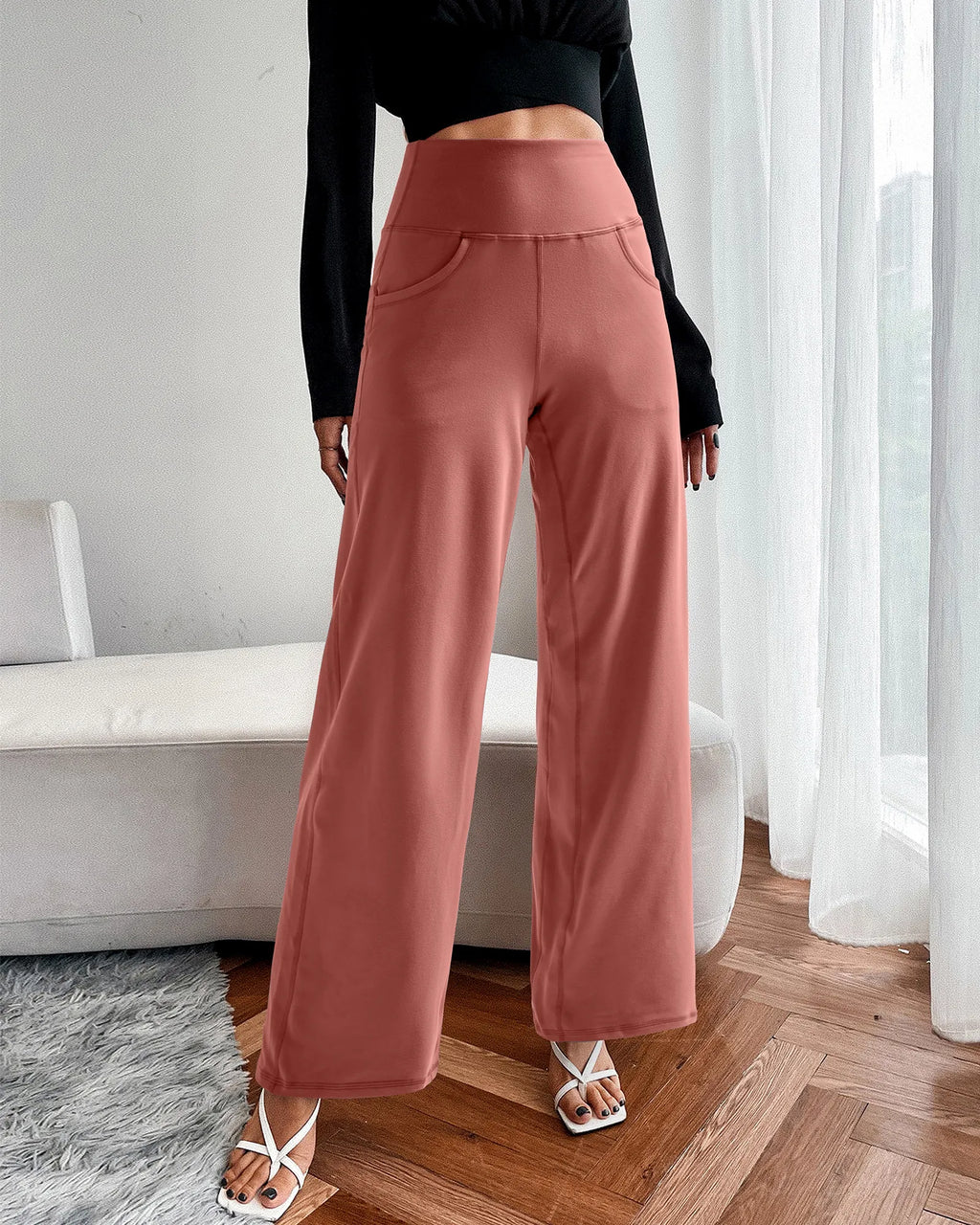 Wide Leg Pants Woman Yoga Pants with Pockets Regular