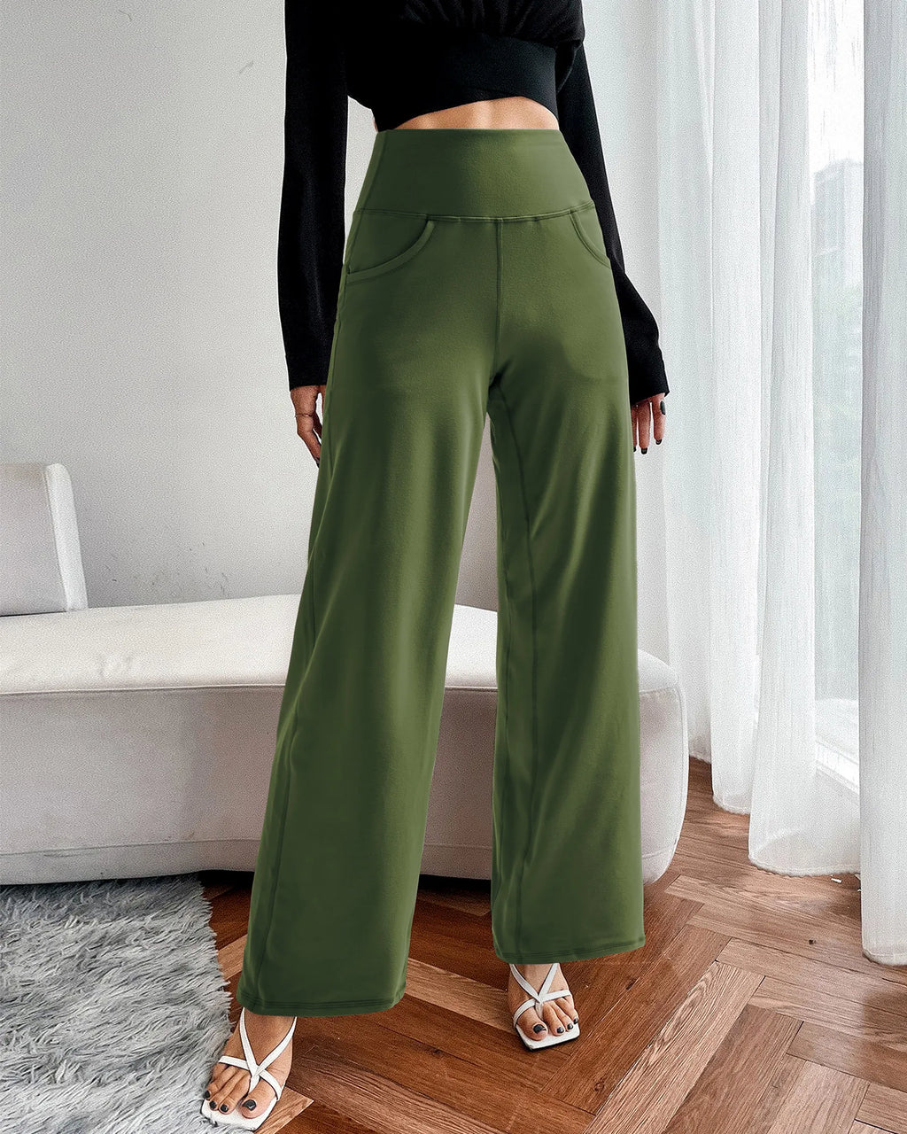 Wide Leg Pants Woman Yoga Pants with Pockets Petite