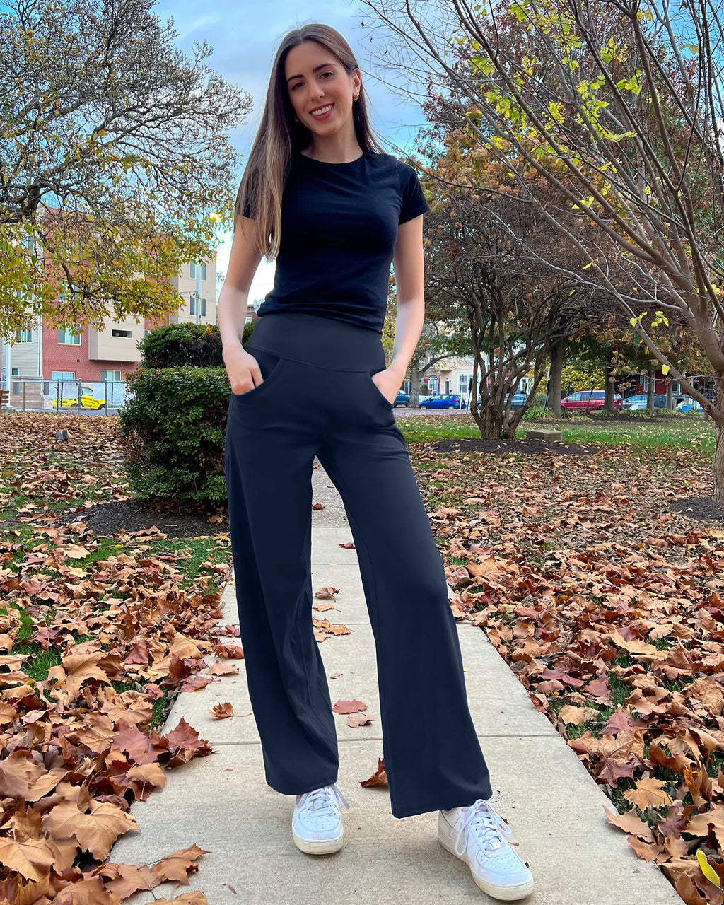 Wide Leg Pants Woman Yoga Pants with Pockets Petite