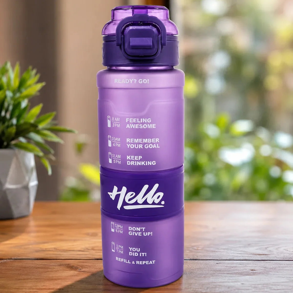 Hello Sports Motivational Quote Water Bottle