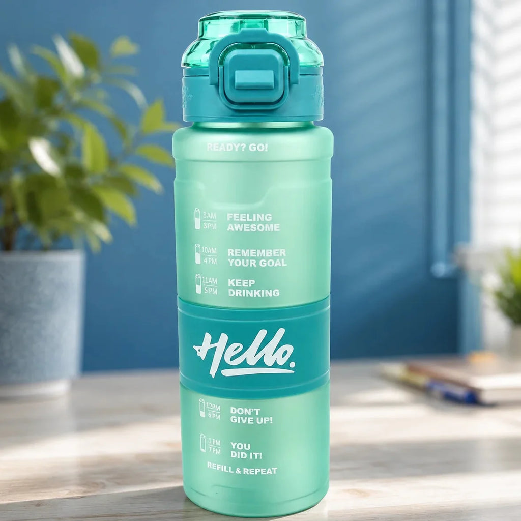 Hello Sports Motivational Quote Water Bottle