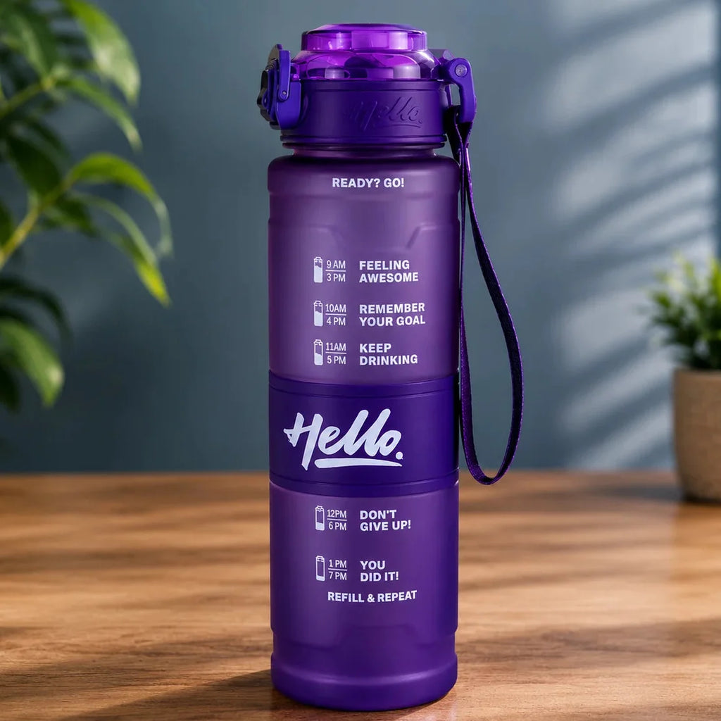 Hello Sports Motivational Quote Water Bottle