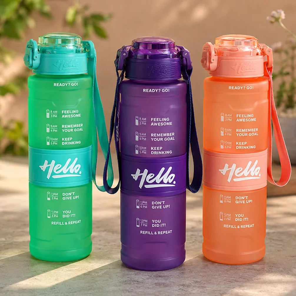 Hello Sports Motivational Quote Water Bottle