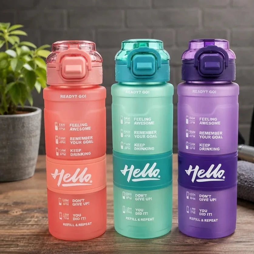 Hello Sports Motivational Quote Water Bottle