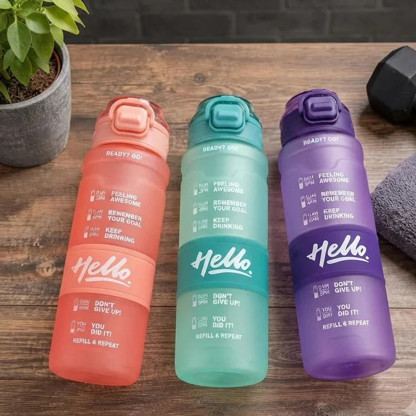Hello Sports Motivational Quote Water Bottle