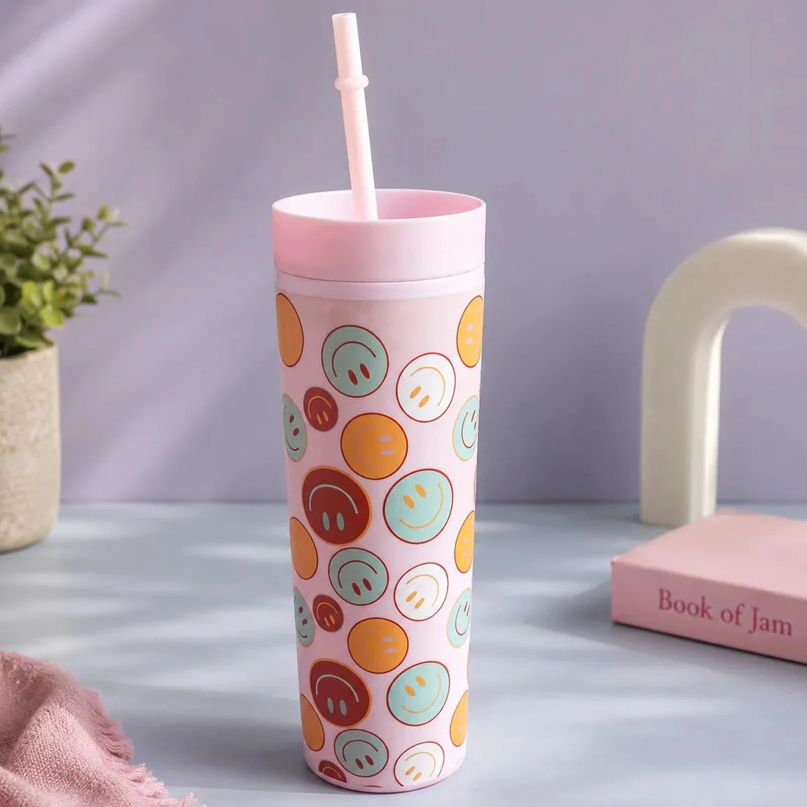 Printed Plastic Cup With Straw - Minor Fault
