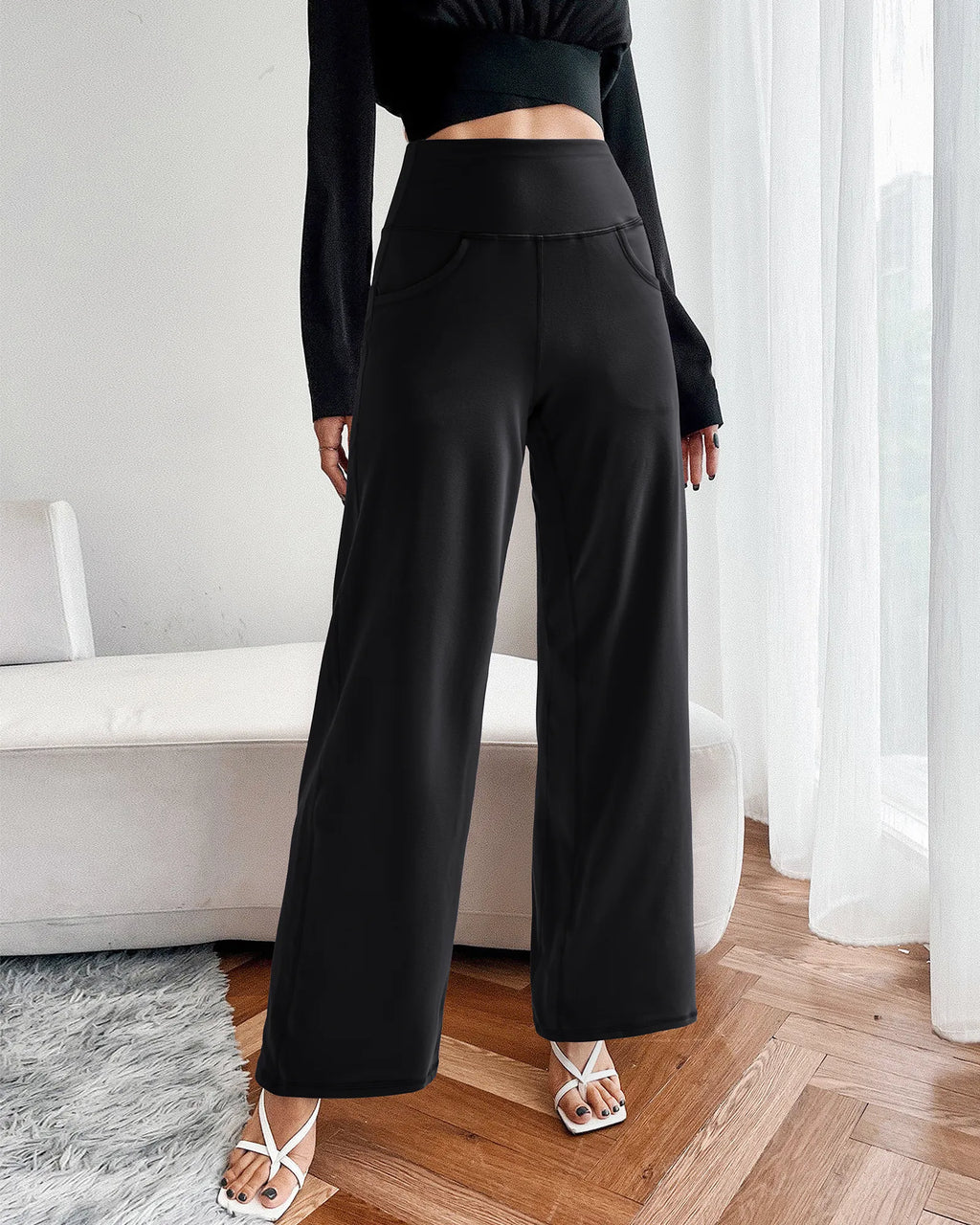 Wide Leg Pants Woman Yoga Pants with Pockets Regular