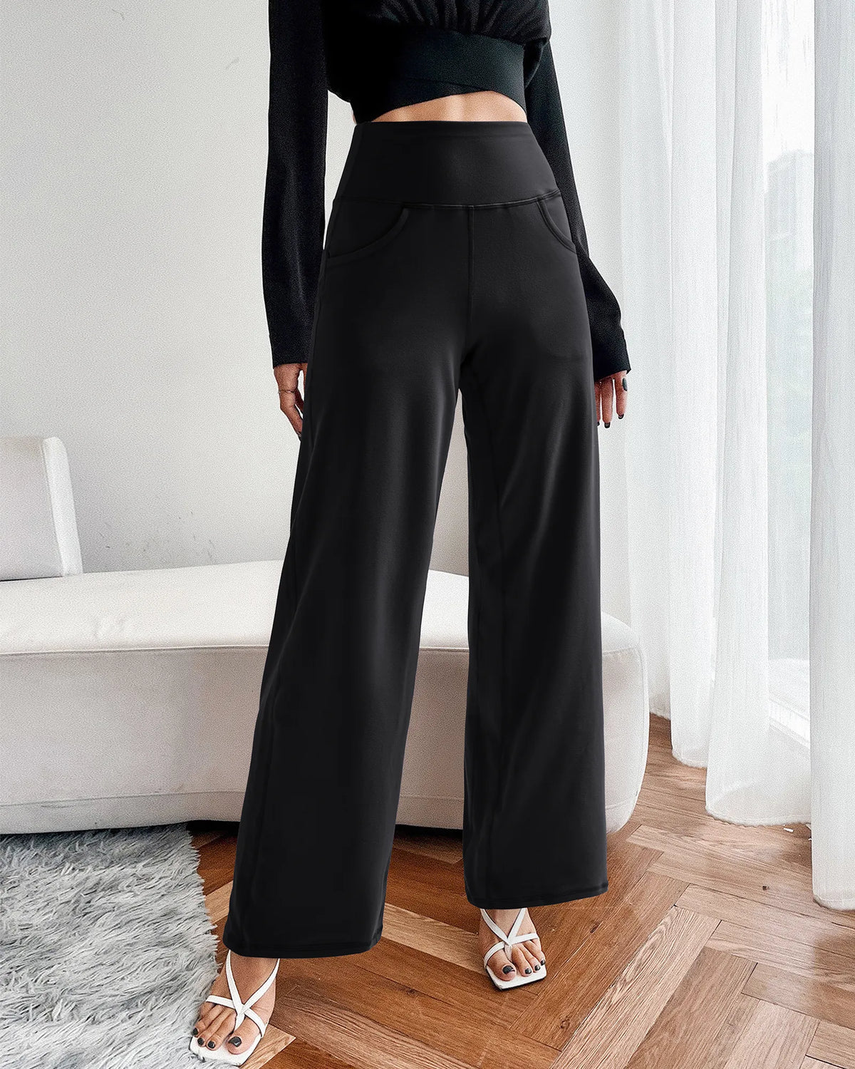 Wide Leg Pants Woman Yoga Pants with Pockets Regular