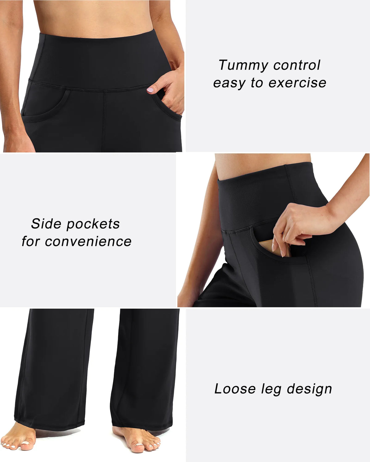 Wide Leg Pants Woman Yoga Pants with Pockets Petite