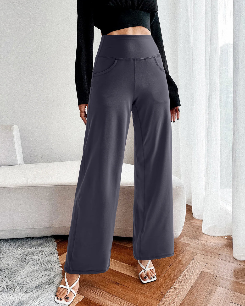 Wide Leg Pants Woman Yoga Pants with Pockets Petite