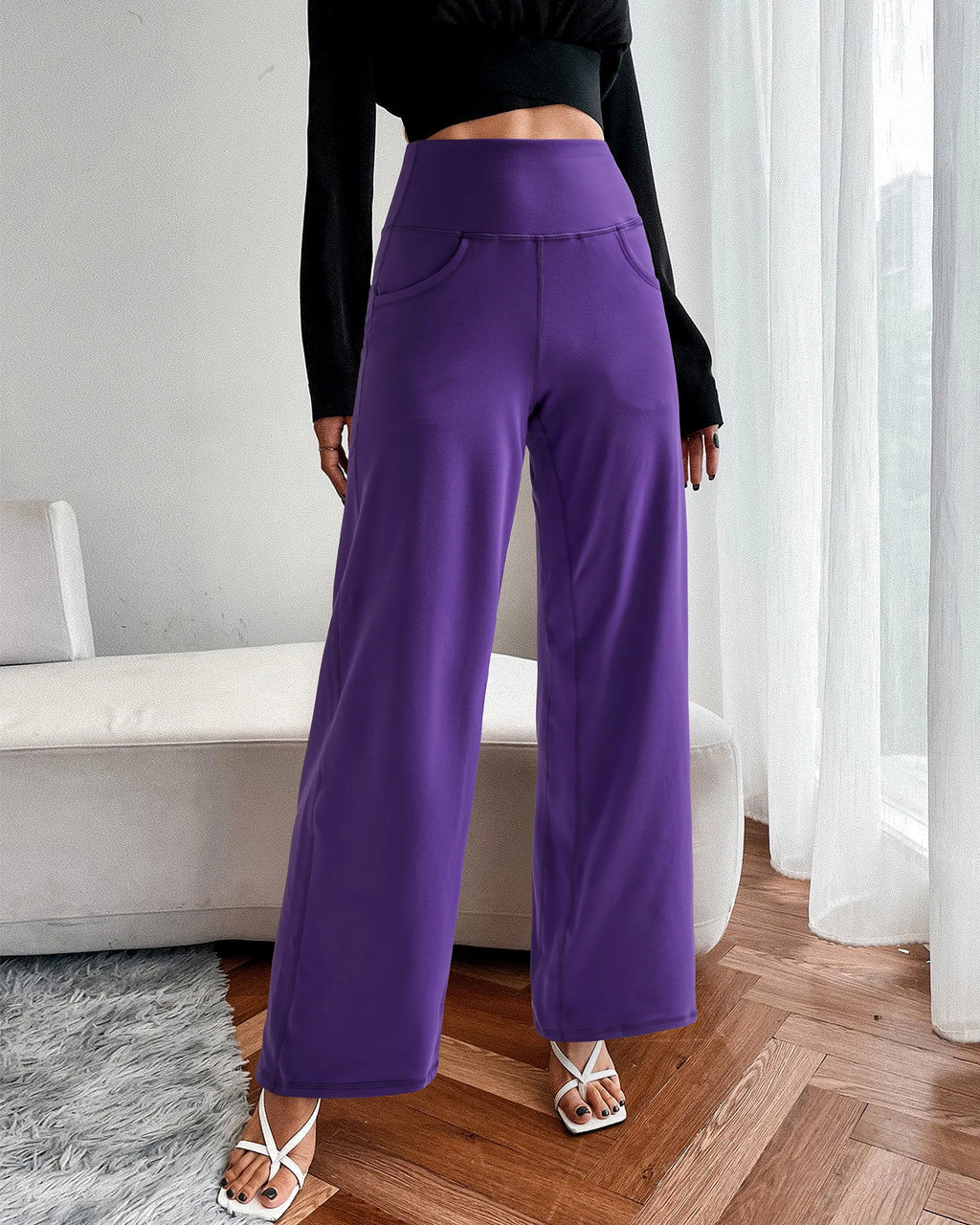 Wide Leg Pants Woman Yoga Pants with Pockets Regular