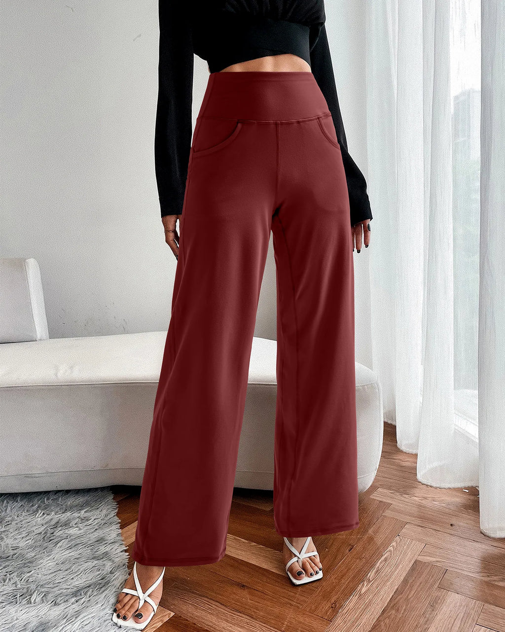 Wide Leg Pants Woman Yoga Pants with Pockets Regular
