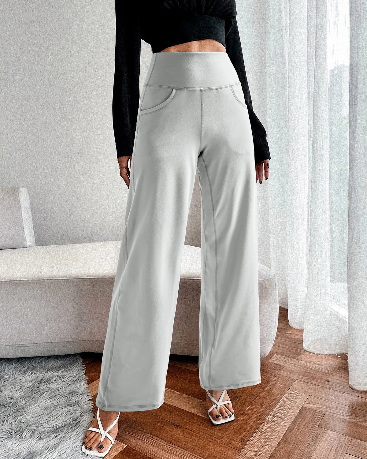 Wide Leg Pants Woman Yoga Pants with Pockets Regular