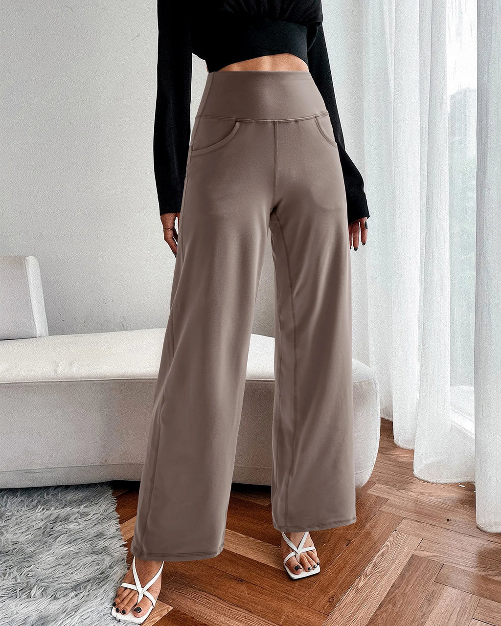 Wide Leg Pants Woman Yoga Pants with Pockets Petite