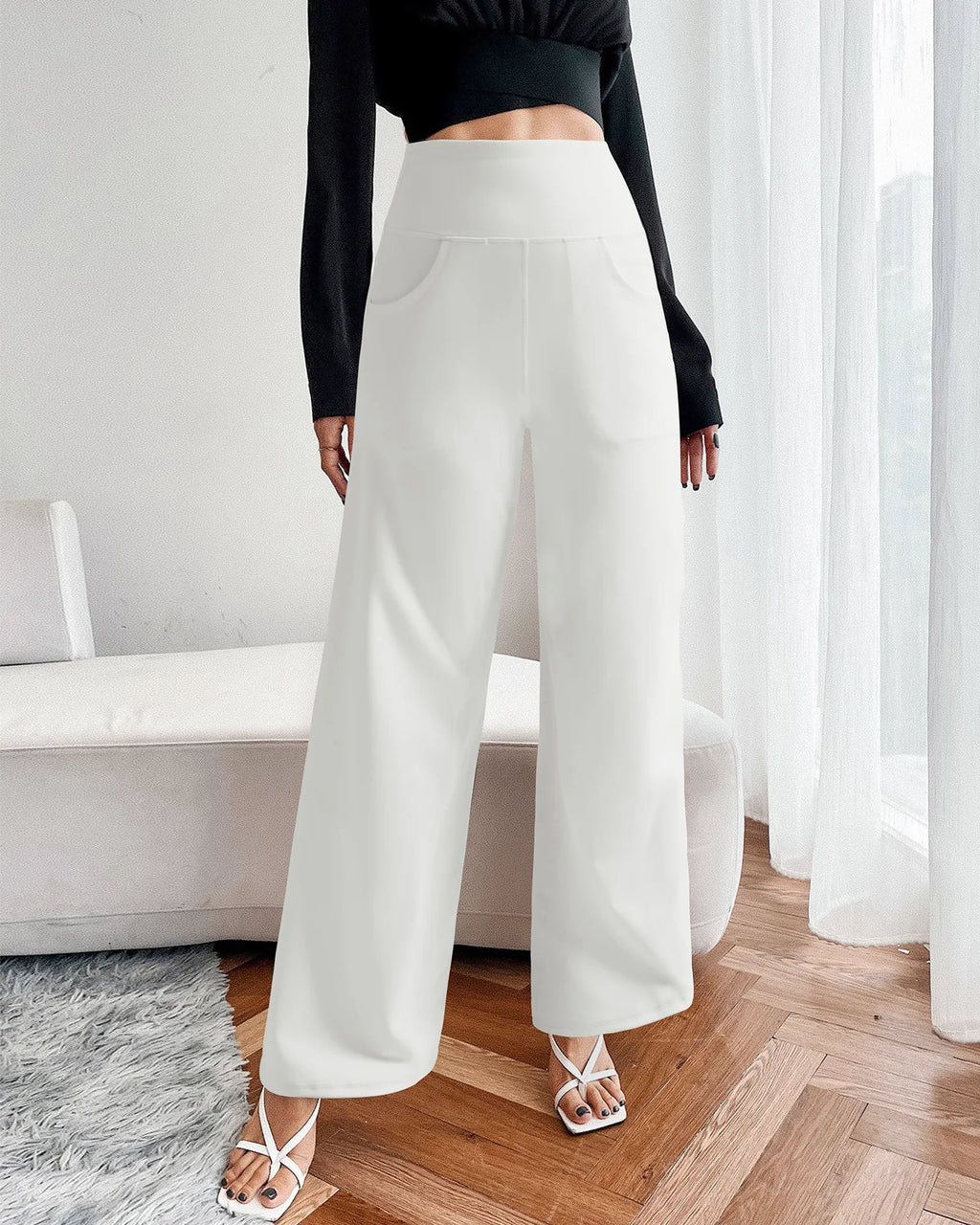 Wide Leg Pants Woman Yoga Pants with Pockets Petite