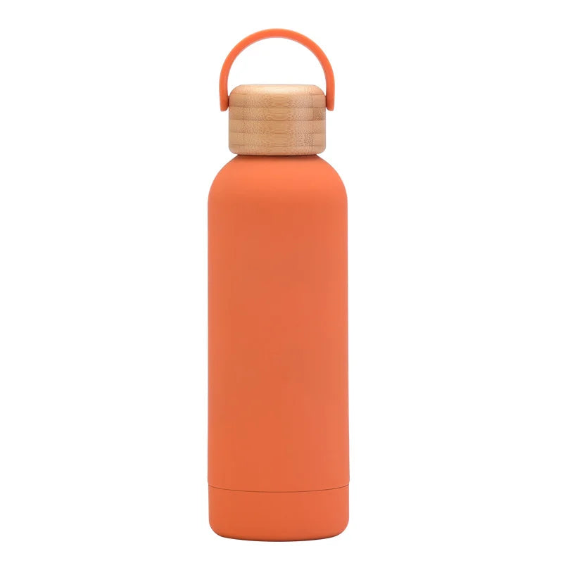 Color Coated Steel Thermos Bottle with Bamboo Lid