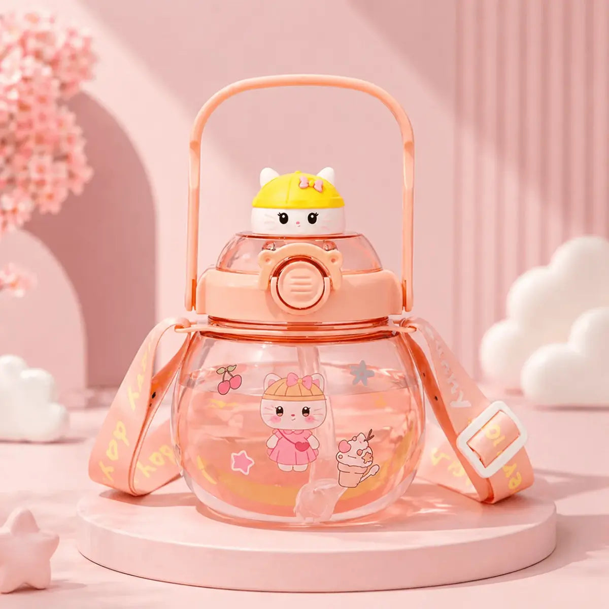 Sanrio Potbelly Cute Cartoon Water Bottle - Peach