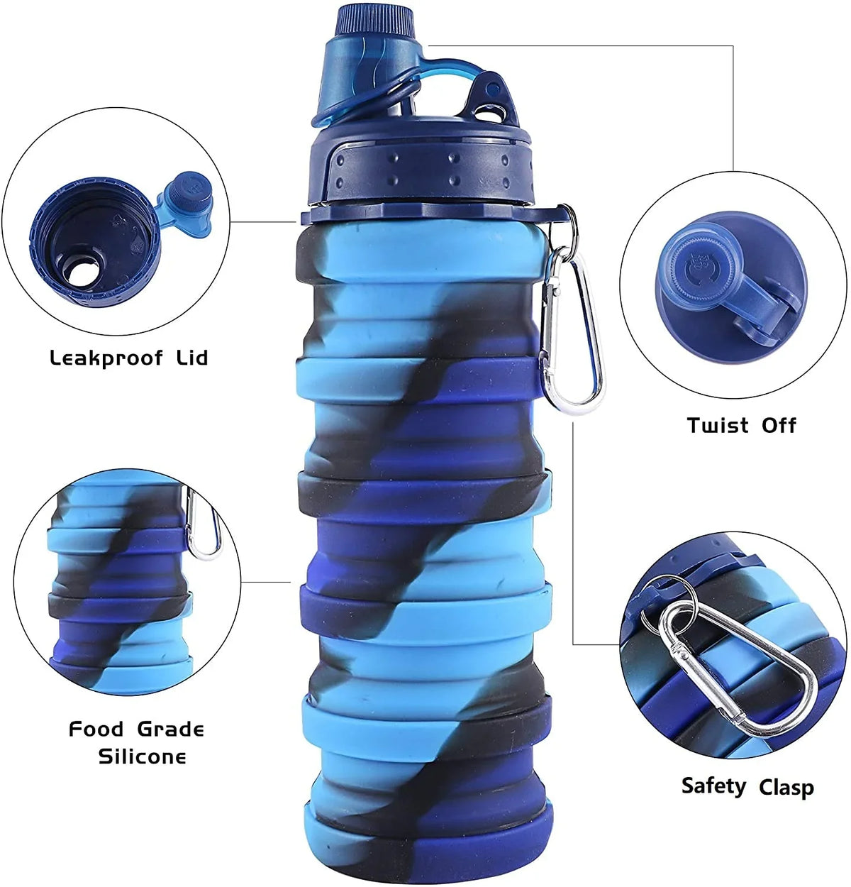 Silicone Sports Retractable Water Bottle