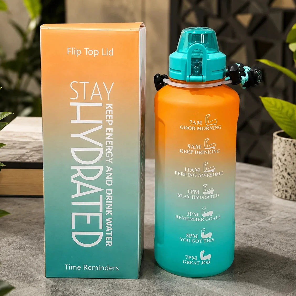 Stay Hydrated Keep Energy Water Bottle with Paracord Handle