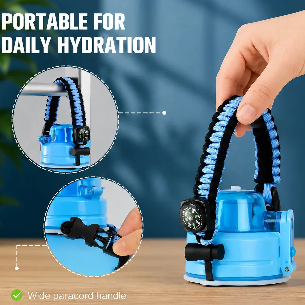 Stay Hydrated Keep Energy Water Bottle with Paracord Handle