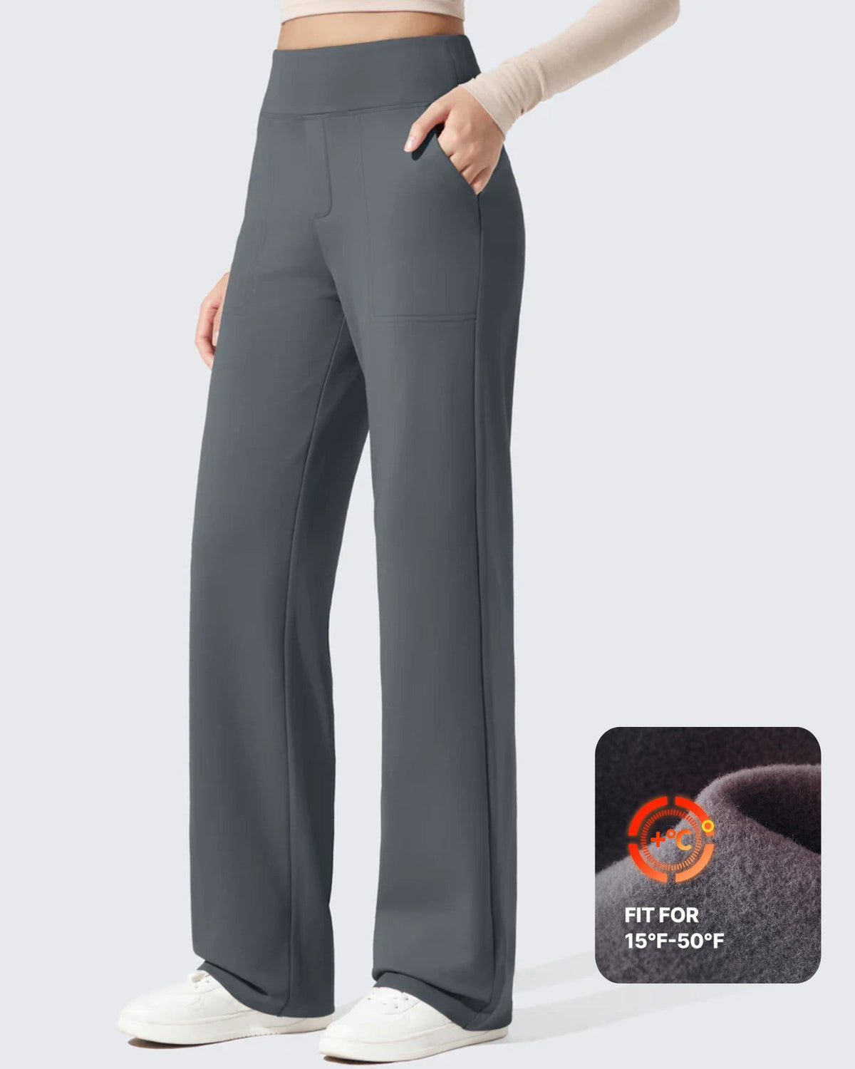 EverGoing Fleece Lined High-Waisted Dressy Pants