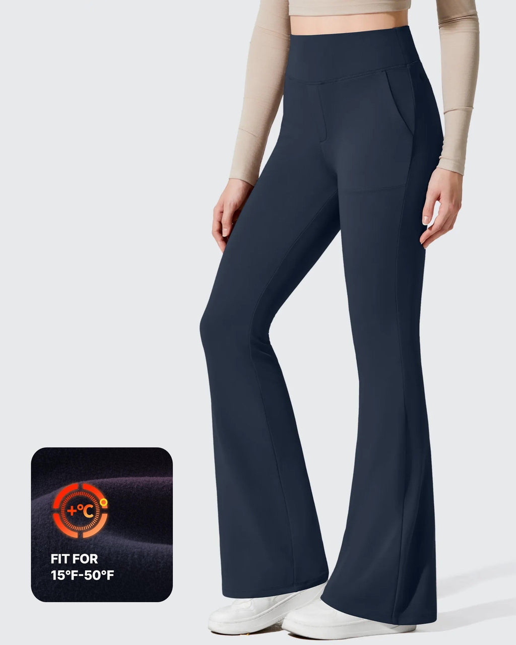 Barefeel Fleece Lined Pockets Flare Yoga Pants