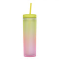 Rainbow Gradient Color Plastic Cup with Straw