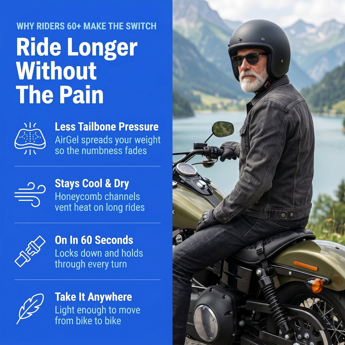 EKON AirGel Seat™ Motorcycle Seat Cushion