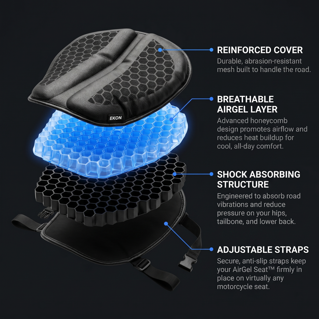EKON AirGel Seat™ Motorcycle Seat Cushion